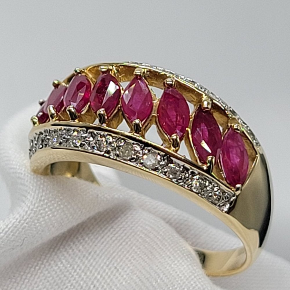 Gold Ruby Ring With Diamonds - image 3